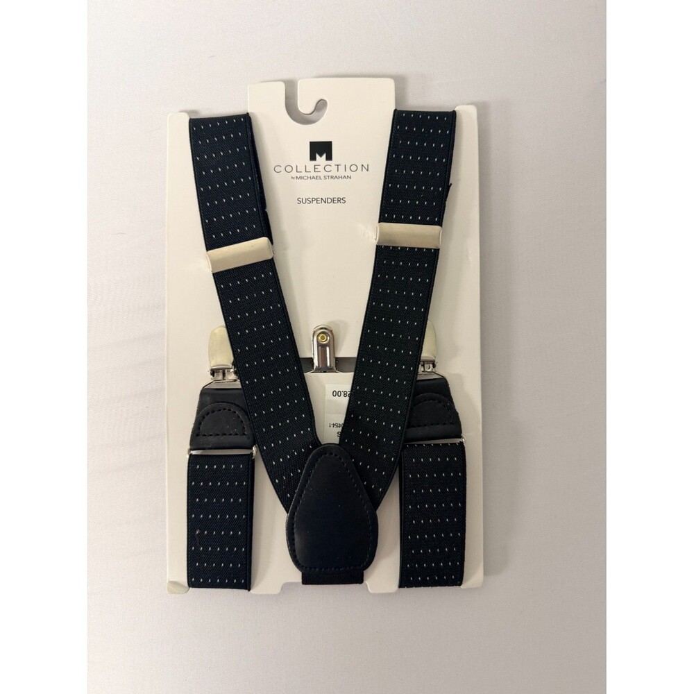 Michael Strahan Collection Men's Black Dot Suspenders Clip-On Adjustable NIP